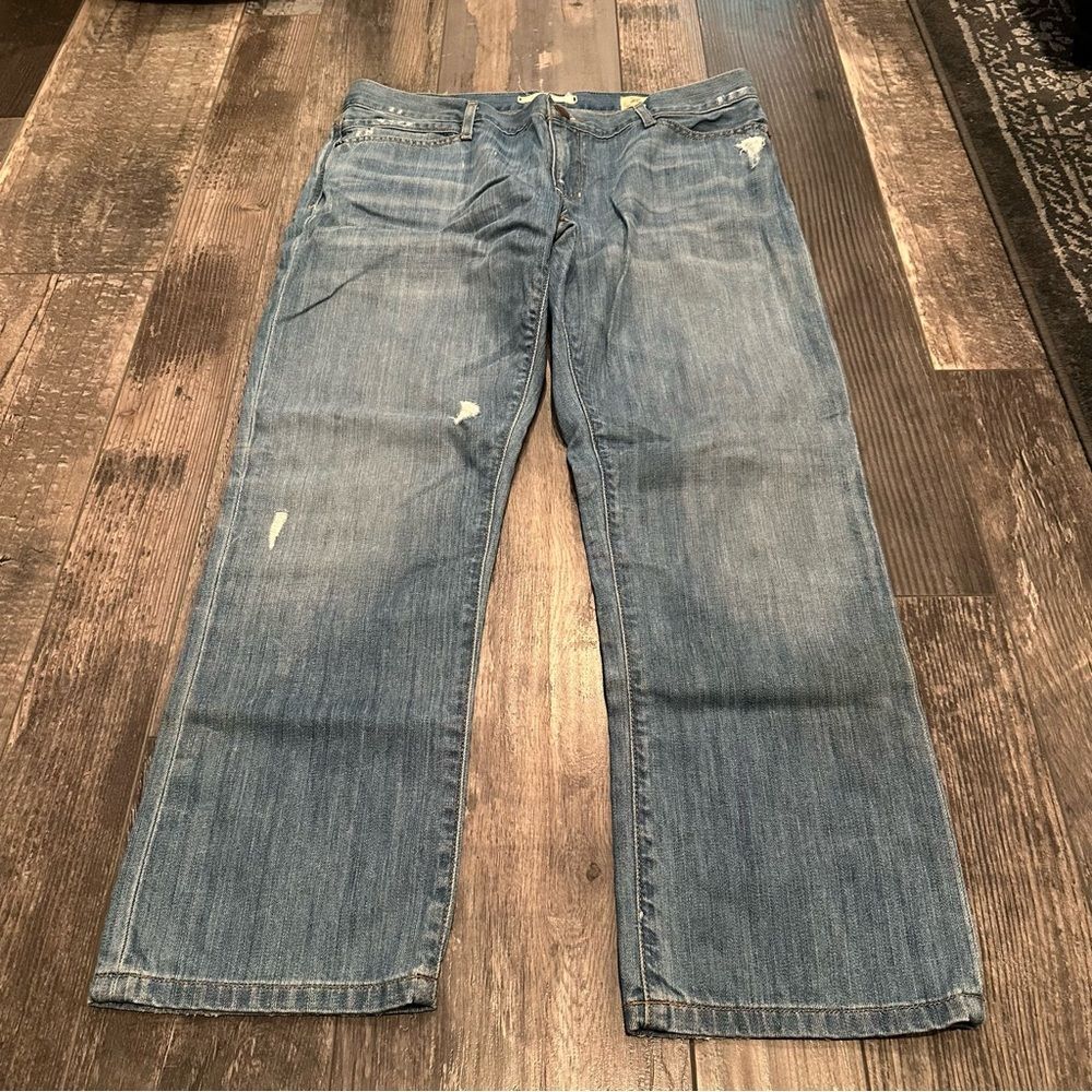 Gap Y2K Light Wash Cropped Wide Leg Jeans; Mildly Distressed; Size 8